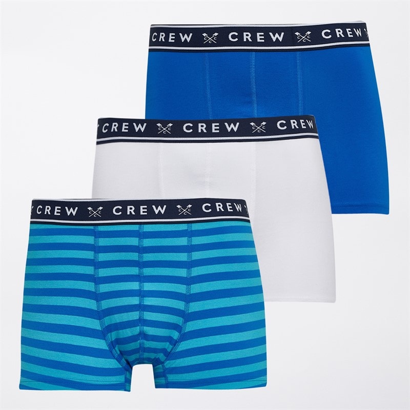 Crew Clothing Mens Logo Blues Three Pack Boxers Blue/White