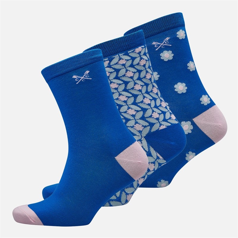 Crew Clothing Womens Three Pack Socks Blues