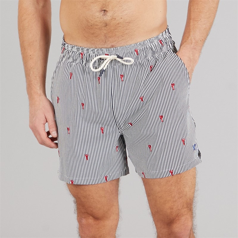 Crew Clothing Mens Lobster Print Swim Shorts Sodalite Blue/Crimson
