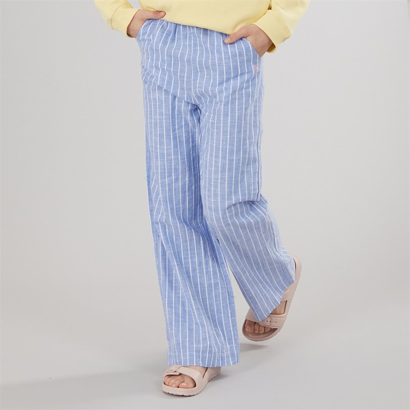 Crew Clothing Girls Stripped Woven Trousers Ultra Marine/Bright White