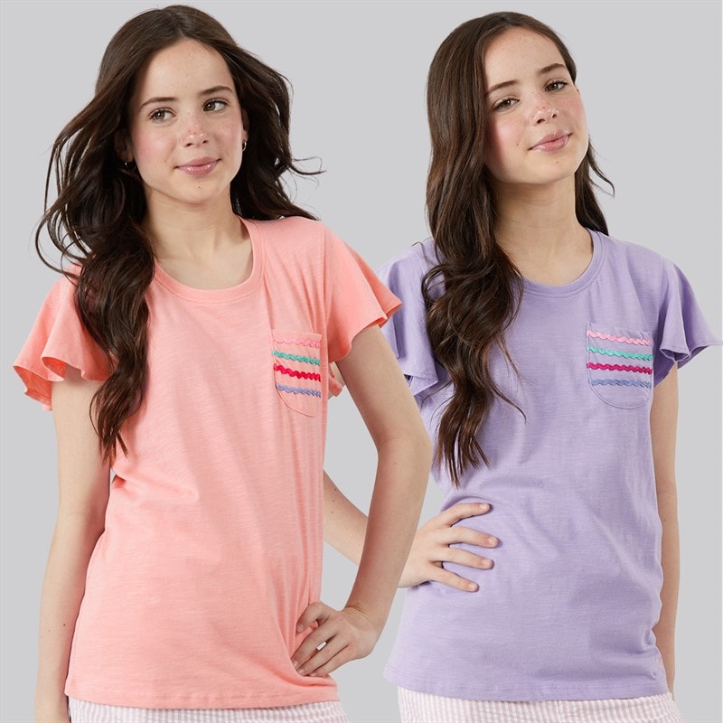 Crew Clothing Girls Two Pack T-Shirts Purple