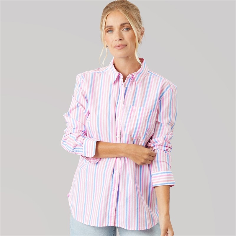 Crew Clothing Womens Poplin Shirt Multi Stripe