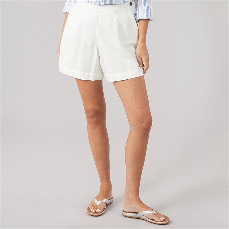 Crew Clothing Womens Wide Leg Shorts White Linen
