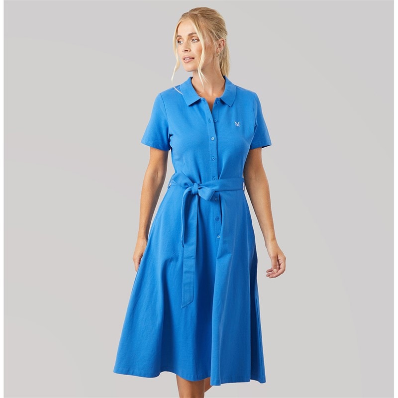 Crew Clothing Womens Fit And Flare Polo Dress Strgblue