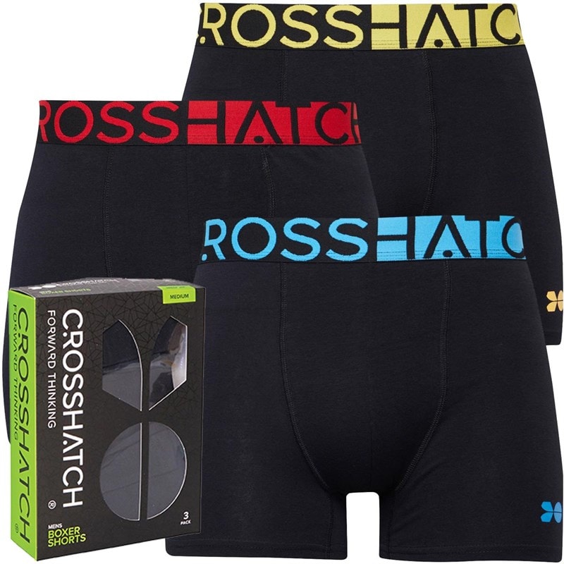 Crosshatch Mens Duron Three Pack Boxers Pack A Black/Mix