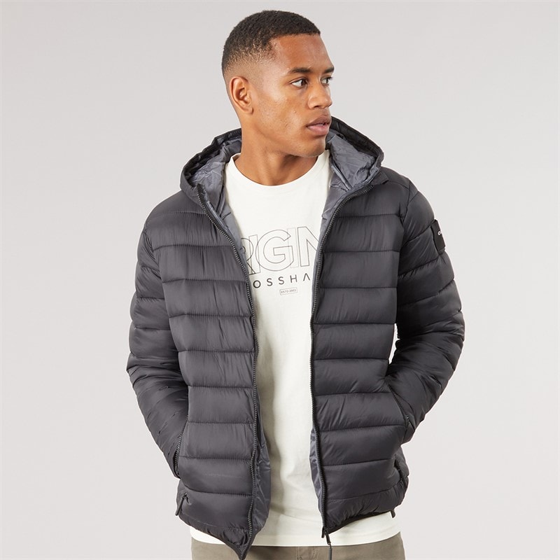 Crosshatch Mens Gattering Puffer Jacket Black
