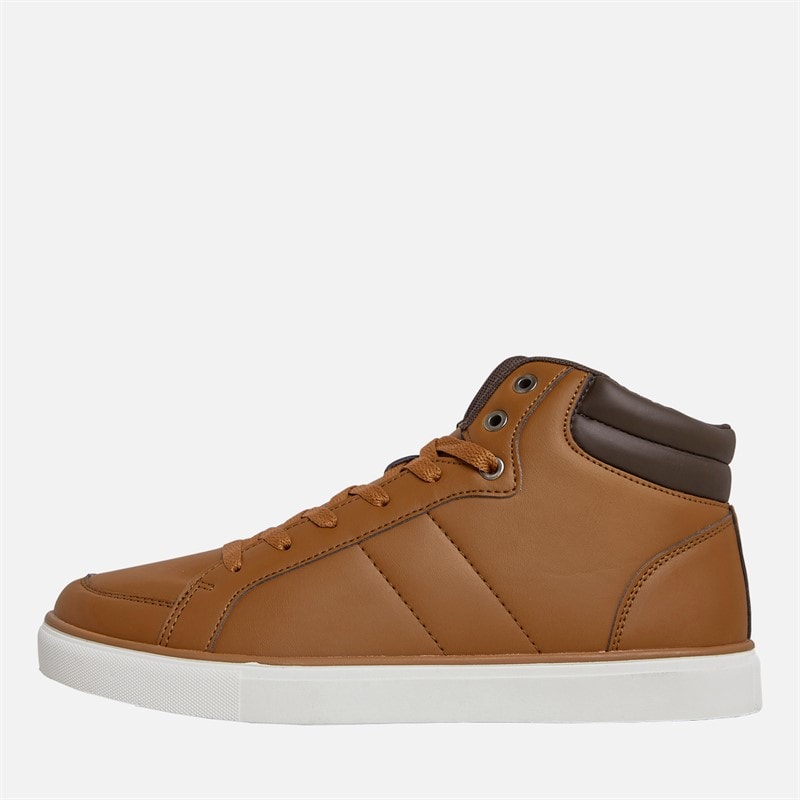 Crosshatch Mens Welltore Hi Top Trainers Brown