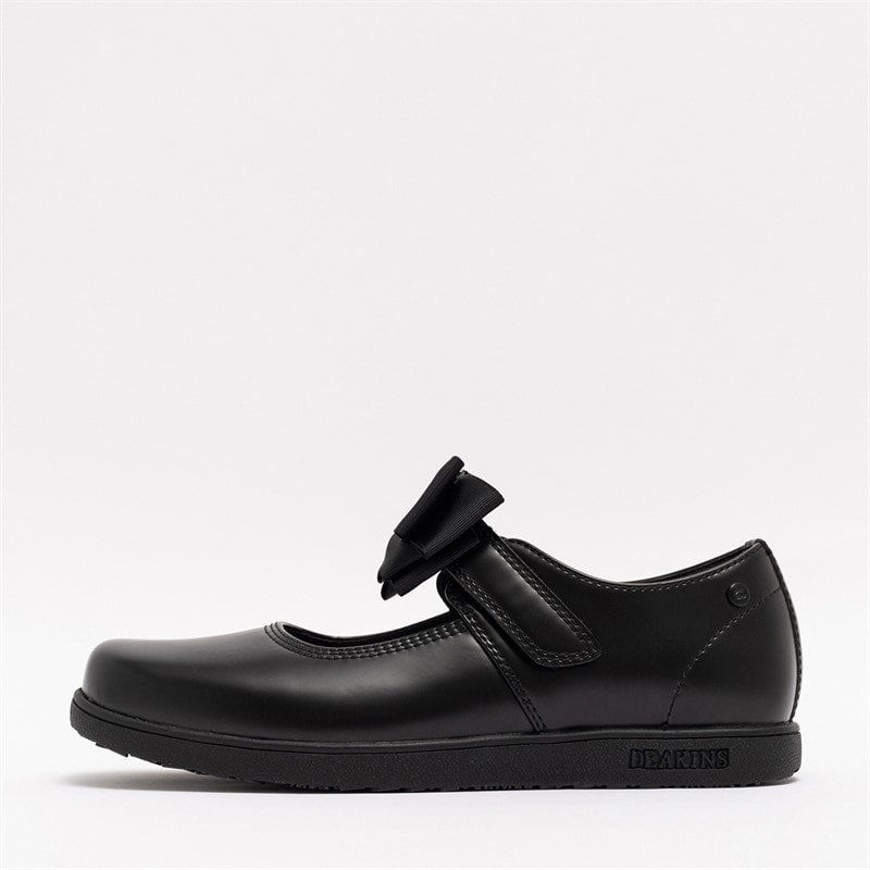 Deakins Junior Girls Devon Mary Jane Bow Shoes Black