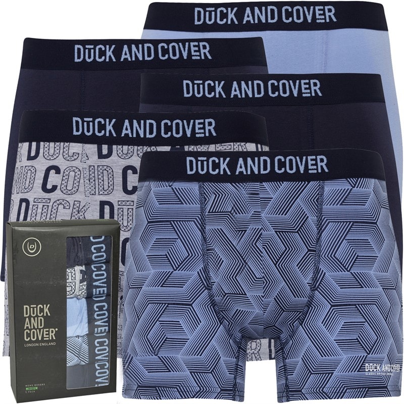 Duck and Cover Mens Quendle Five Pack Boxer Shorts Assorted