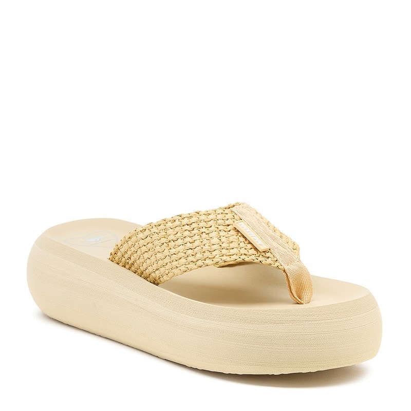 Rocket Dog Womens Sandy Atoll Raffia Chunky Flip Flops Natural