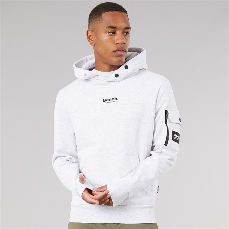 Bench Mens Dimora Utility Hoodie Light Grey Marl