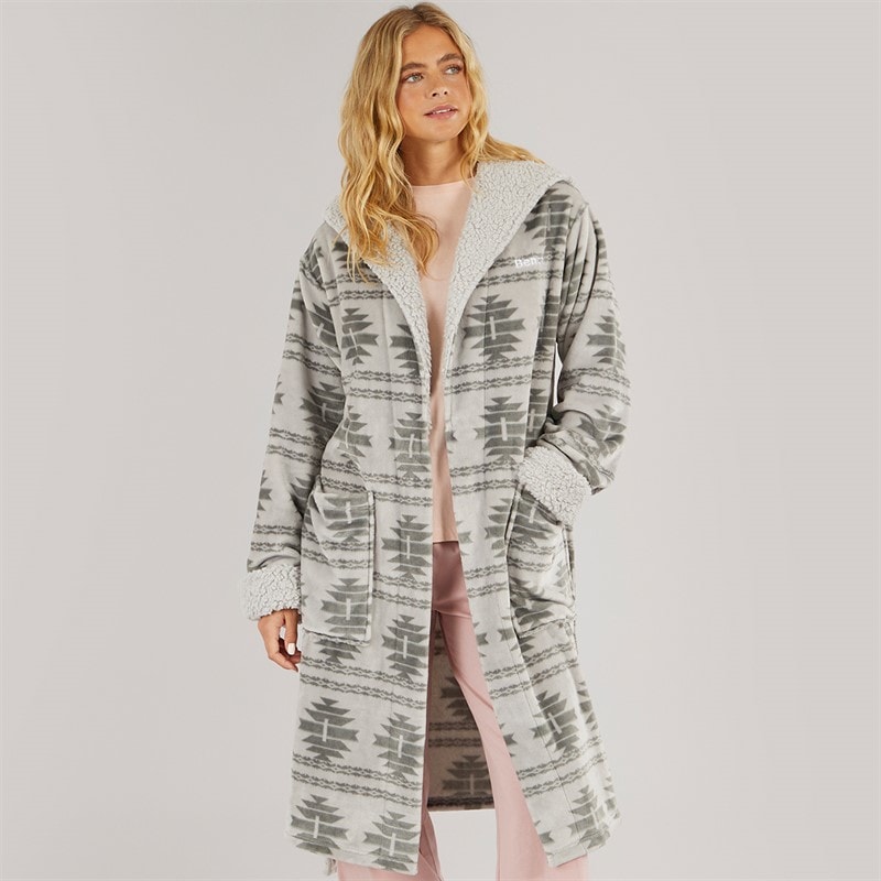 Bench Womens Inbee Dressing Gown Grey Fairisle