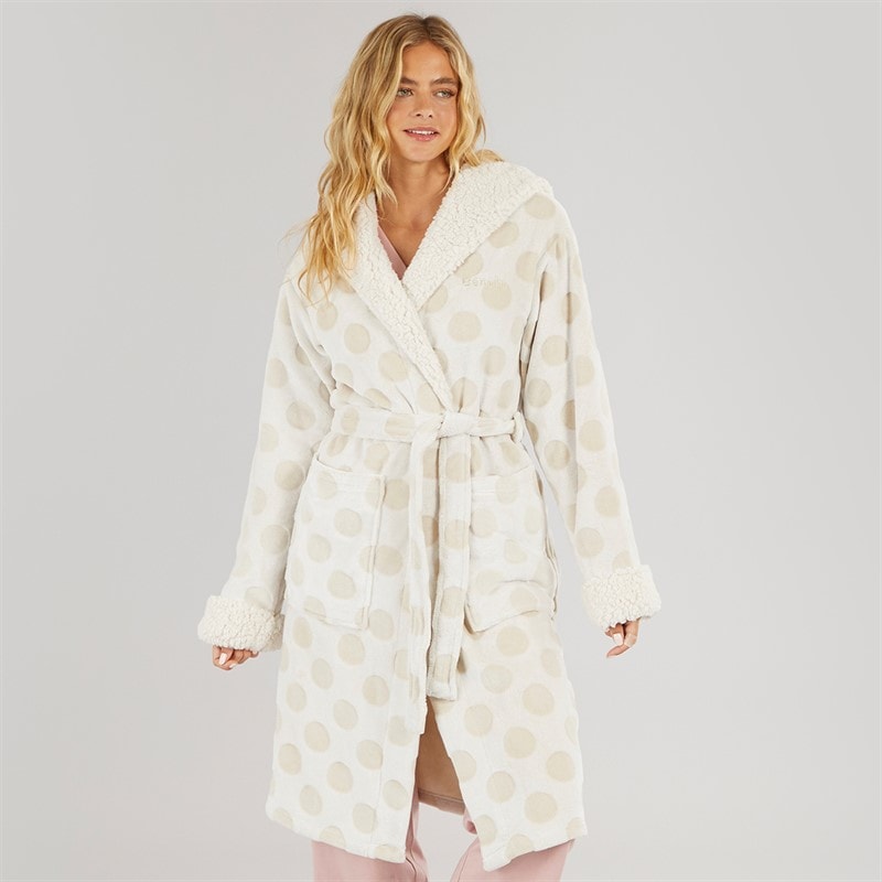Bench Womens Lindsay Dressing Gown Chalk Polka Dot