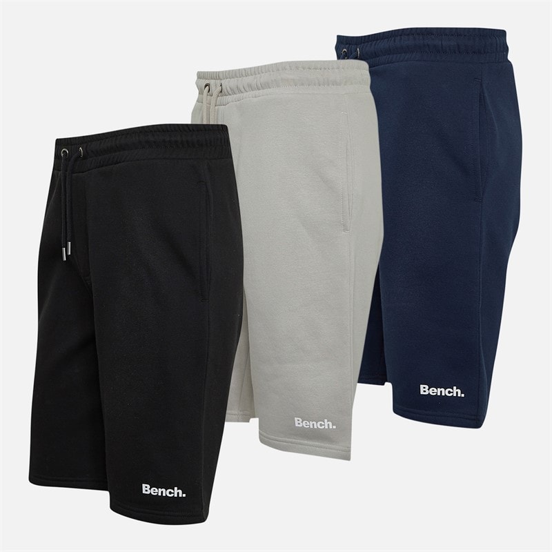 Bench Mens Bavela Three Pack Shorts Black/Frost Grey/Navy