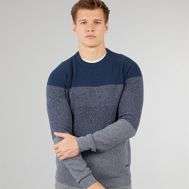 Bench Mens Crono Gradient Crew Neck Jumper Blue