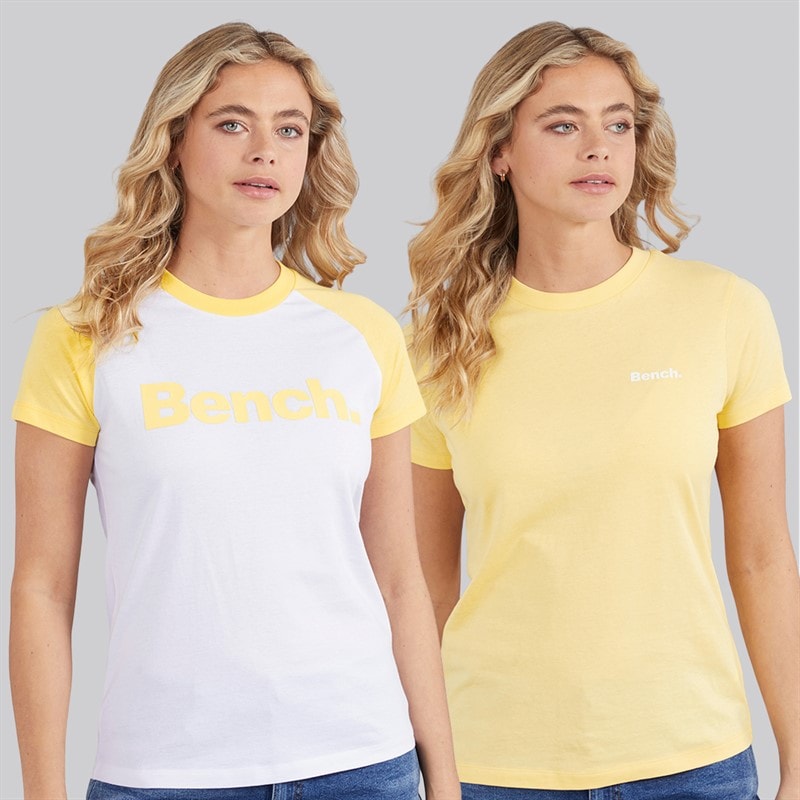 Bench Womens Zoqil Two Pack T-Shirts White/Yellow