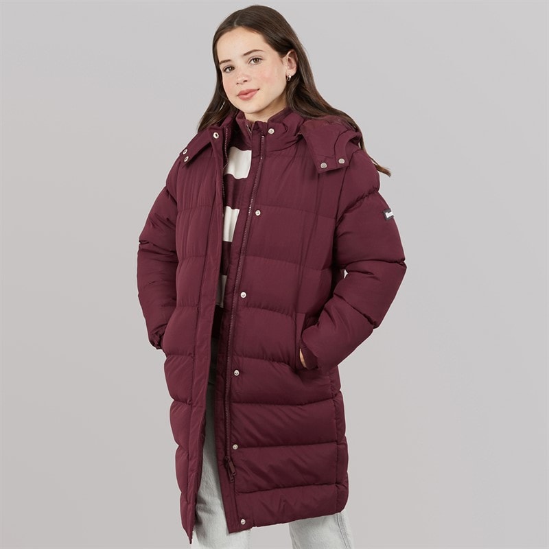 Bench Girls Eualie Long Maxi Length Coat Cherry