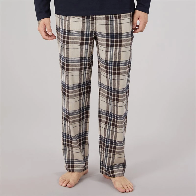 Bench Mens Flannel Check Lounge Pants Stone Grey/Navy/Stone/Ground Coffee