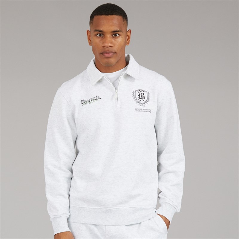 Bench Mens Naxill Oversized 1/4 Zip Sweatshirt Light Grey Marl