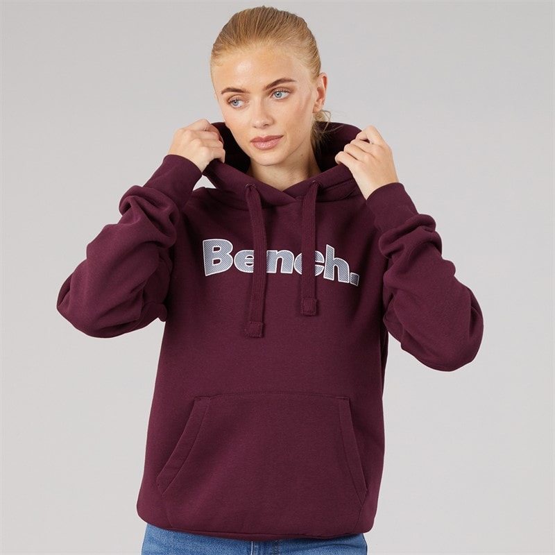 Bench Womens Tealy Overhead Hooded Sweat With Print Cherry Lacquer