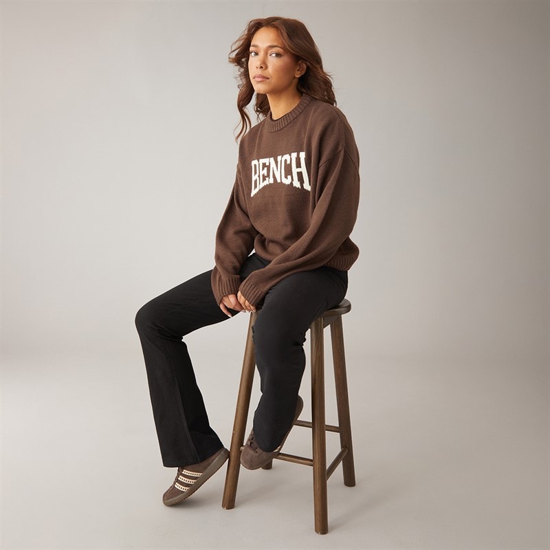 Bench Womens Iyan Crew Knit Jumper Coffee