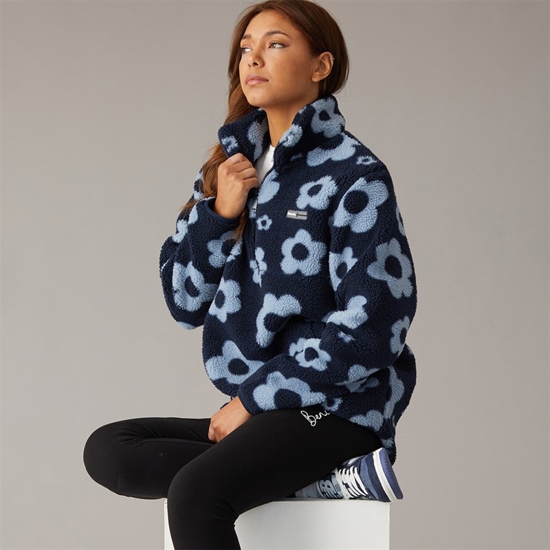 Bench Womens Dessa 1/4 Zip Fleece Navy/Dusky Blue