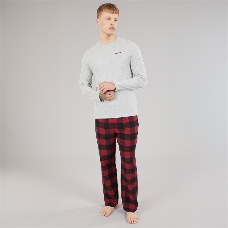 Bench Mens Maugham Lounge Set Grey Marl/Cranberry Juice/Black Check