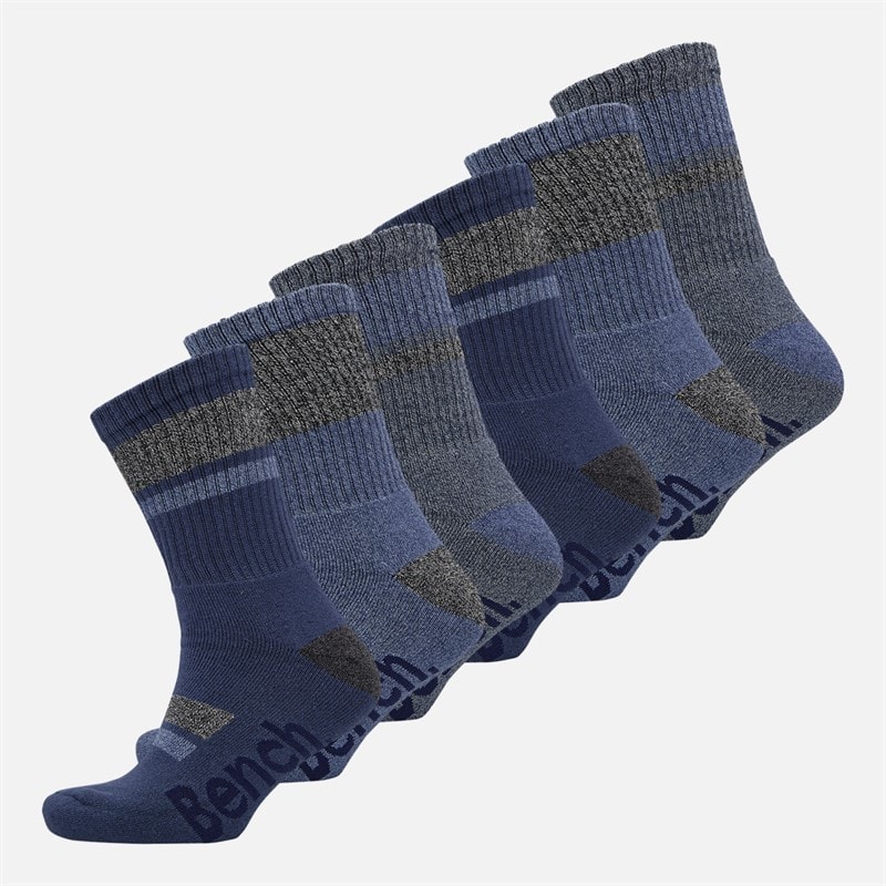 Bench Mens Deroysix Six Pack Boot Socks Navy Blues And Marls