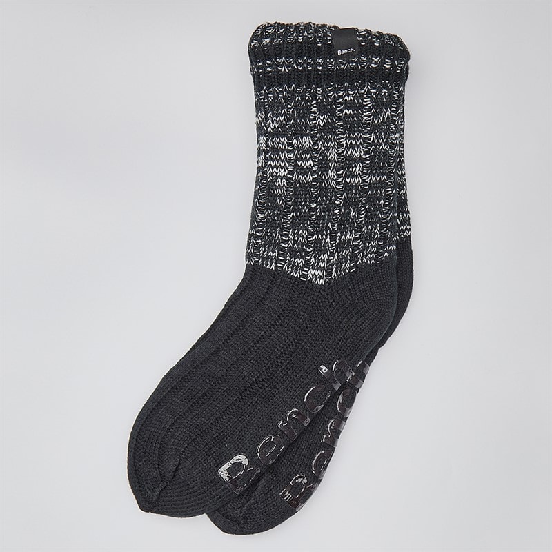 Bench Mens Gronar Sherpa Lined Slipper Socks Black