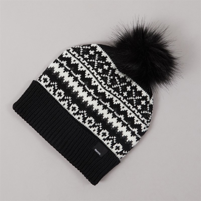 Bench Womens Fairisle Bobble Hat Black