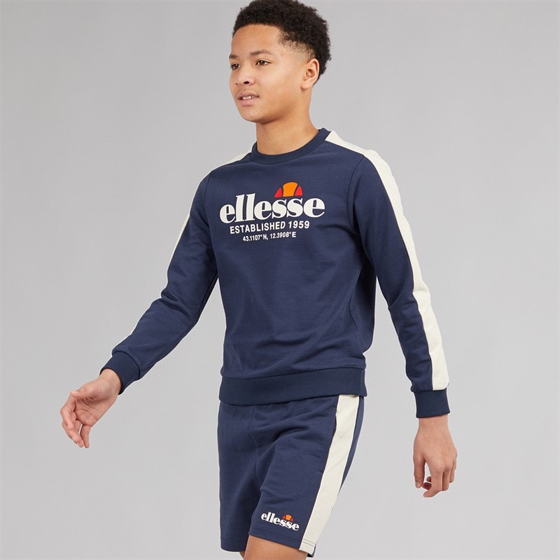 Ellesse Junior Boys Abele Sweatshirt And Shorts Set Navy 429