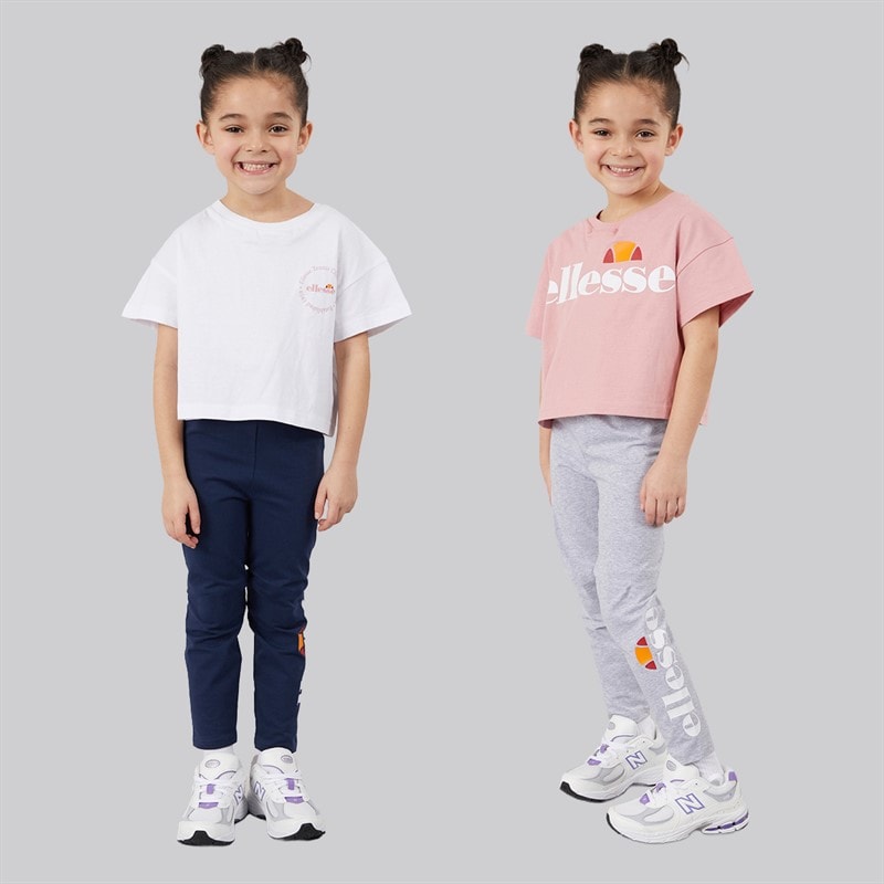 Ellesse Girls Violetta Logo T-Shirts And Leggings Four Piece Set Pink 814