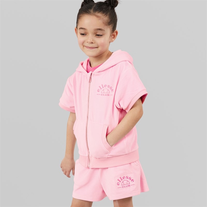 Ellesse Girls Valentina Velour Hoodie And Shorts Set Light Pink 808