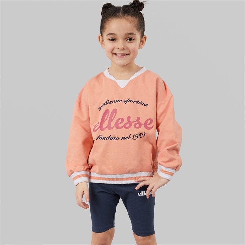 Ellesse Girls Livia Sweatshirt And Shorts Set Pink 814