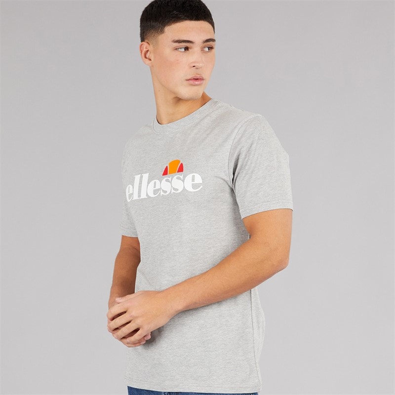 Ellesse Mens Prado 2 Large Logo T-Shirt Grey Marl