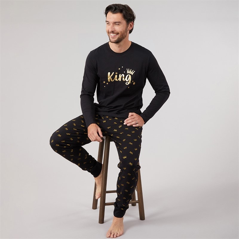 Fluid Mens Matching King Pyjama Set Black