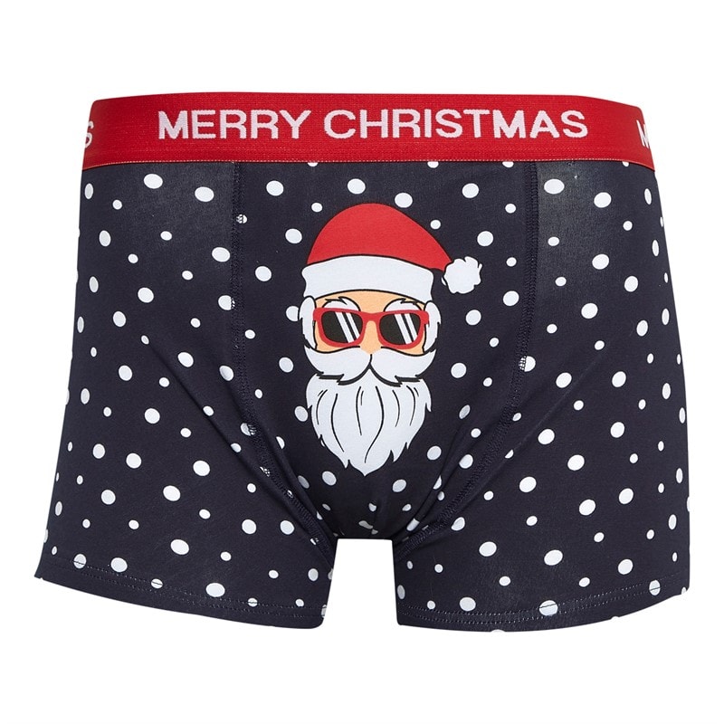Fluid Mens Fairisle Novelty Christmas Boxer Trunks Navy