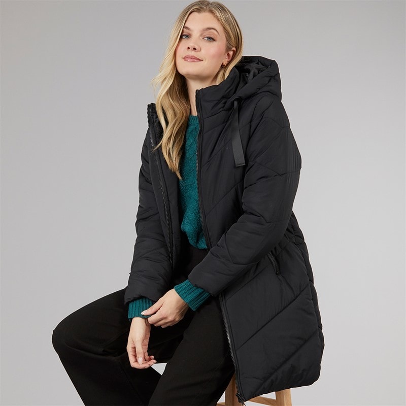 Board Angels Womens Chevron Puffer Coat Black