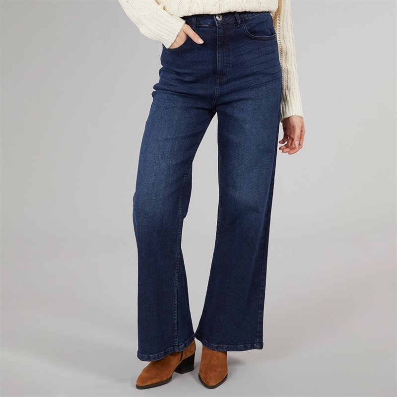 Board Angels Womens Wide Leg Jeans Dark Wash