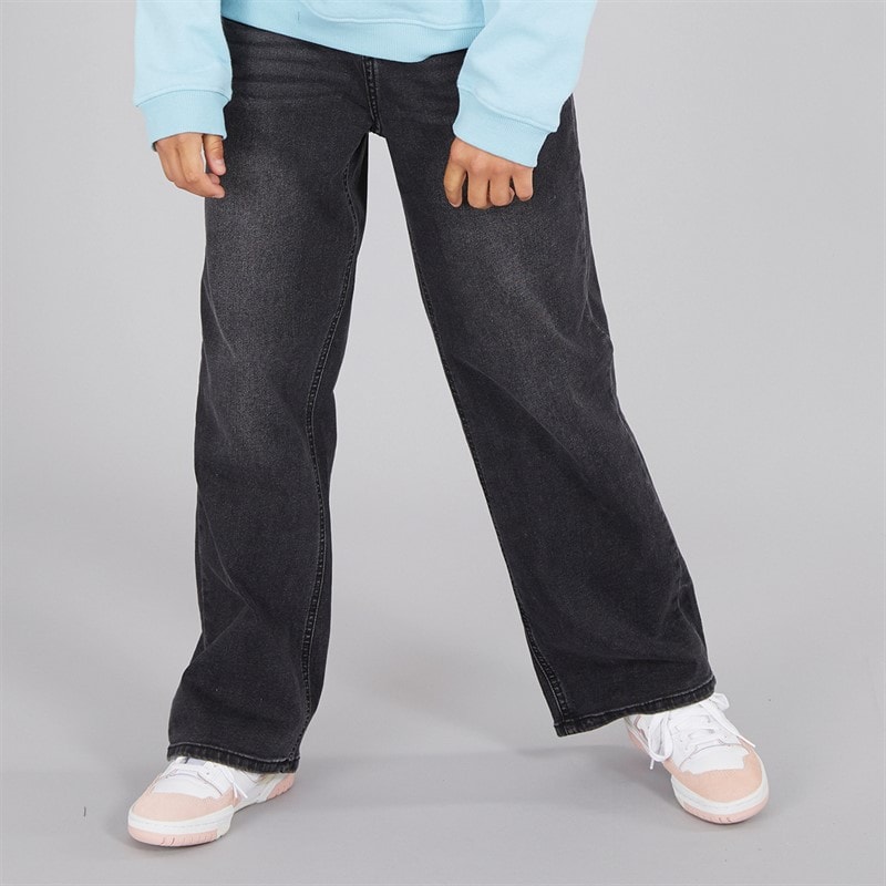 Board Angels Girls Wide Leg Jeans Washed Black