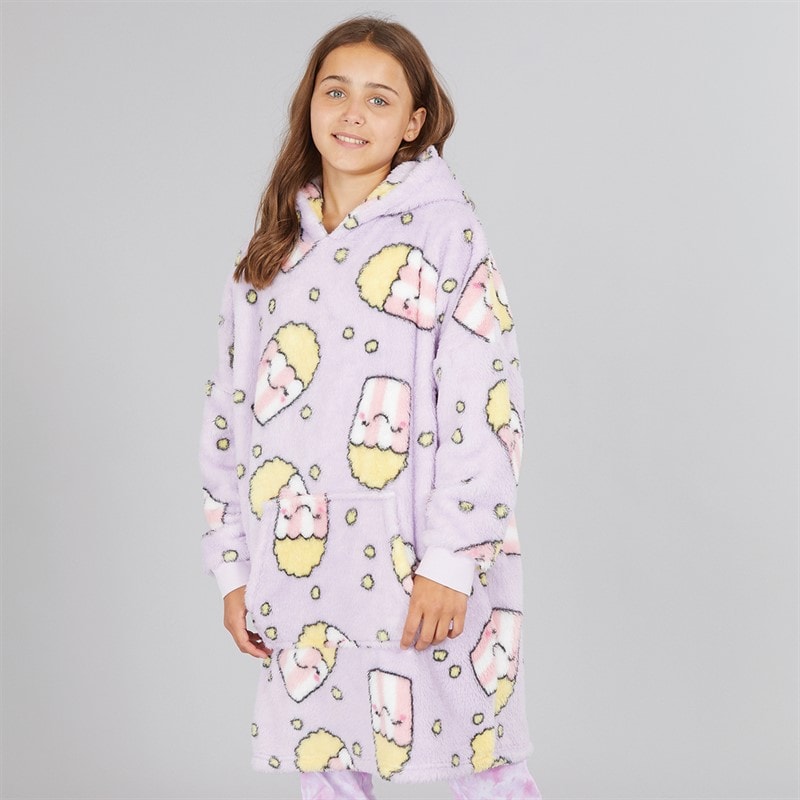Board Angels Girls Oversized Popcorn Blanket Hoodie Lilac