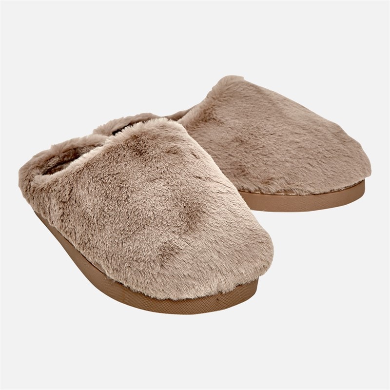 Board Angels Womens Candice Borg Fleece Mule Slippers Mink