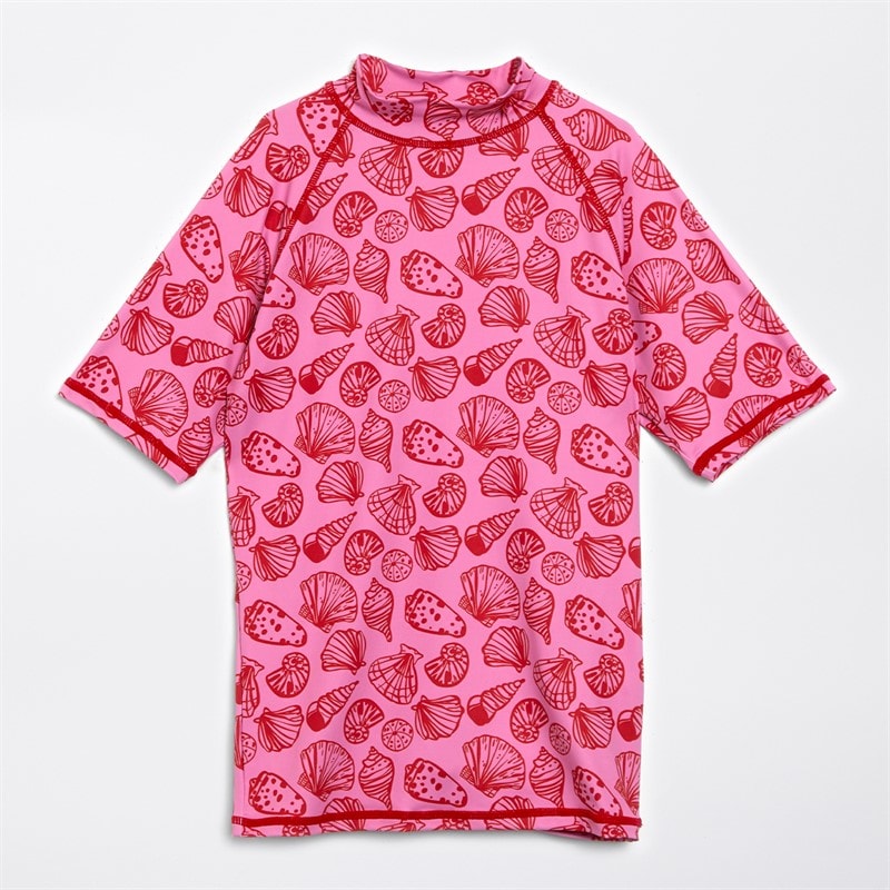 Board Angels Girls Rash Vest Red/Pink Print