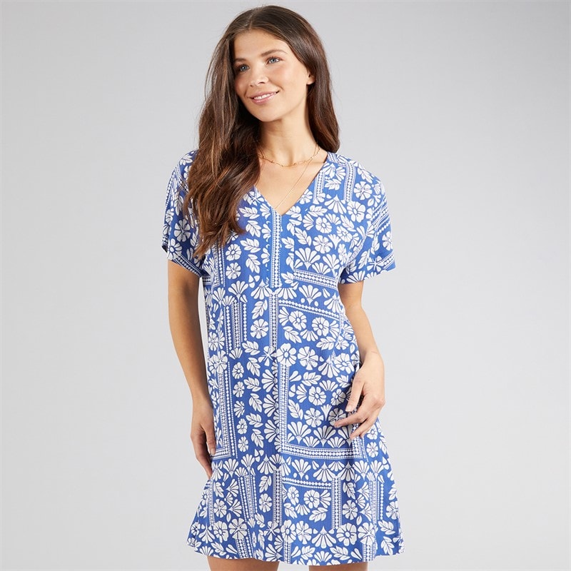 Board Angels Womens Shirt Dress Blue Print