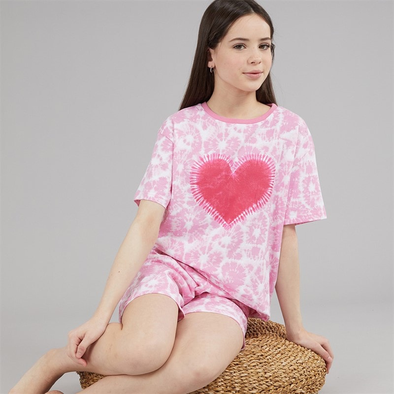 Board Angels Girls T-Shirt And Shorts PJ Set Pink