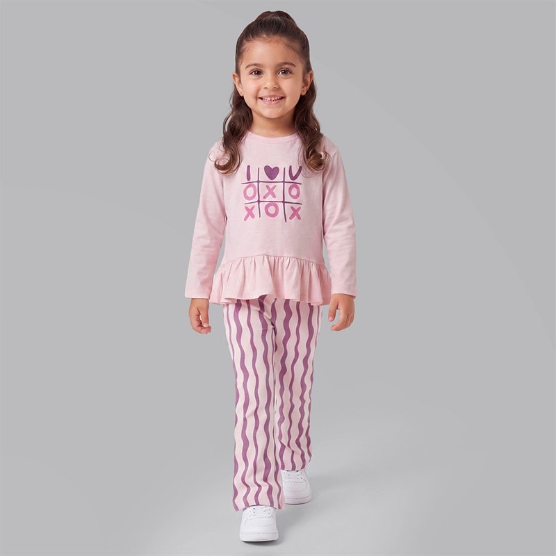 Board Angels Infant Girls X O Long Sleeve Top And Flared Leggings Set Pink