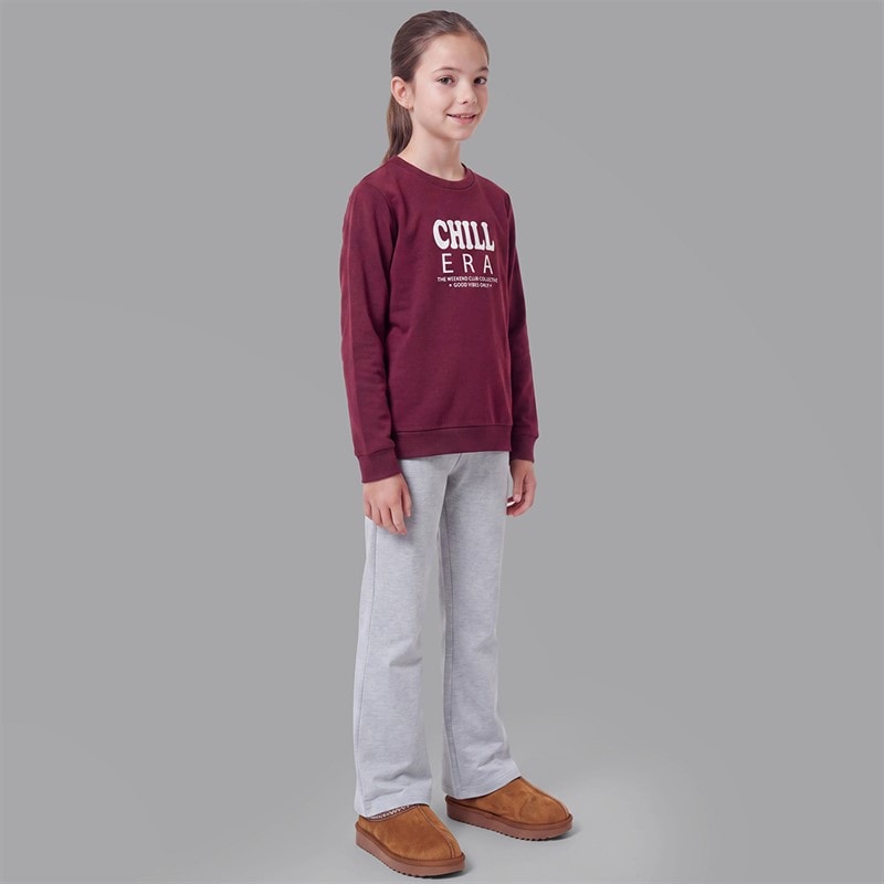 Board Angels Girls Chill Sweatshirt And Flared Leggings Set Burgundy/Grey Marl Burg/Grey Marl