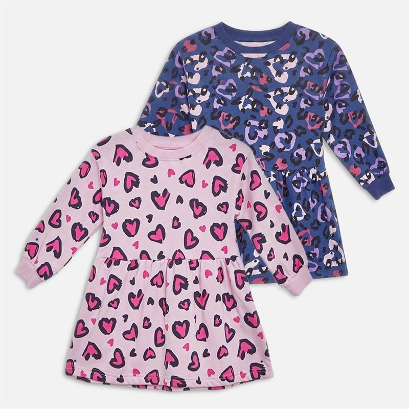 Board Angels Girls Two Pack AOP Jumper Dresses Multi