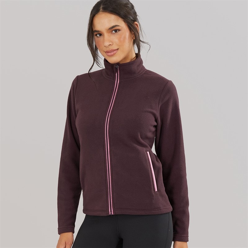 Board Angels Womens Zip Through Microfleece Top Burgundy