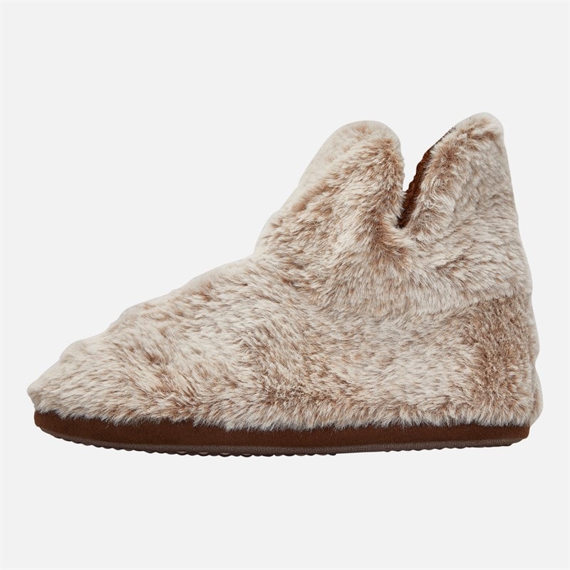 Board Angels Womens Faux Fur Bootee Slippers Mink